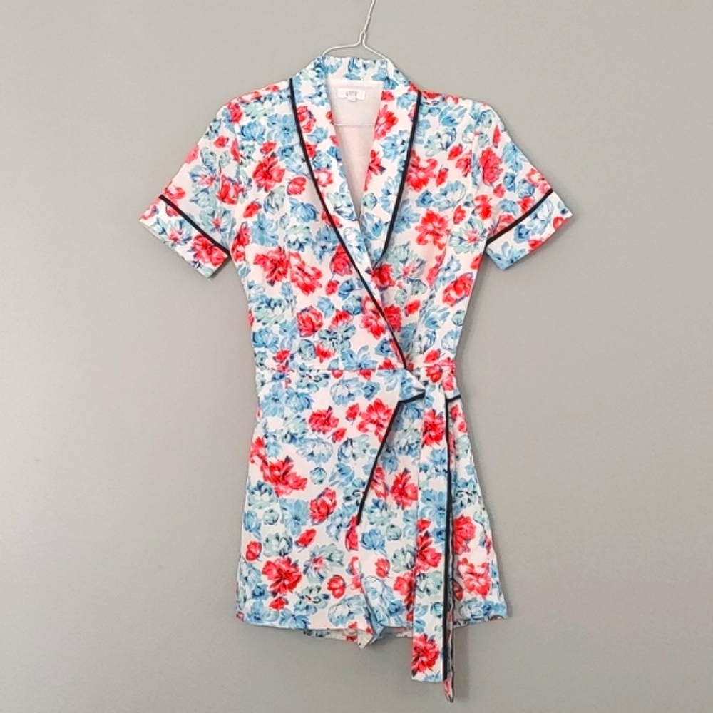 LUCCA Vintage Style Floral Wraparound Romper